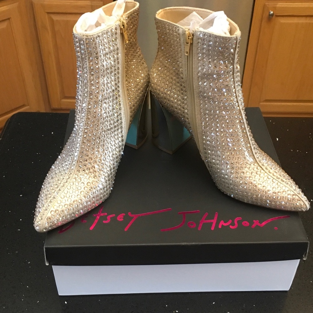Betsey Johnson Metallic Studded Heeled Boots
